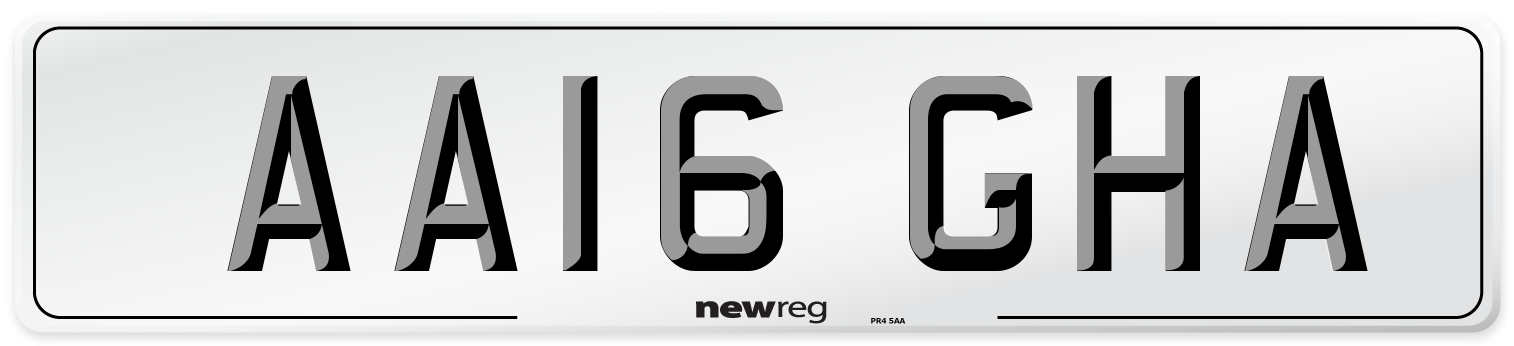 AA16 GHA Number Plate from New Reg